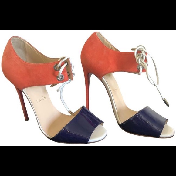 Christian Louboutin Orange Navy Mayerling Pumps - Picture 4 of 4